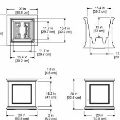 GSC Fairfield Self-Watering Square Planter, 20” X 20” -Plant Supports Shop 39618 16V tif