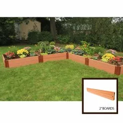 GSC Classic Sienna Raised Garden Bed "L" Shaped With 2" Boards -Plant Supports Shop 8588255 01v sienna composite raised garden bed 2 inch l shaped