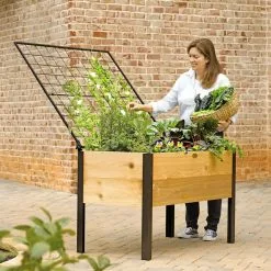 GSC Elevated Planter Box And Space-Maker Pivoting Trellis Set, 2' X 4'