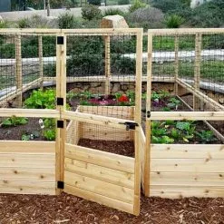 GSC Garden In A Box Cedar Raised Bed With Deer Fence, 8' X 8' -Plant Supports Shop 8595875 06V tif