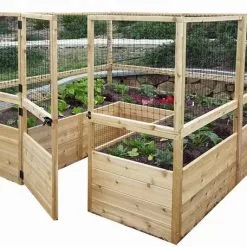 GSC Garden In A Box Cedar Raised Bed With Deer Fence, 8' X 8' -Plant Supports Shop 8595875 07V tif