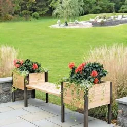 GSC Elevated Cedar Planter Bench Kit, Natural, 90"