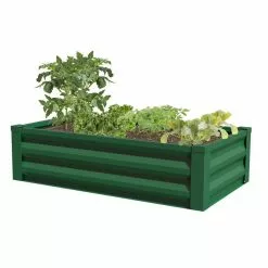GSC Powder-Coated Metal Raised Garden Bed, 24" X 48" -Plant Supports Shop 8599393 02V powder coated metal raised garden bed 24x49 forest green