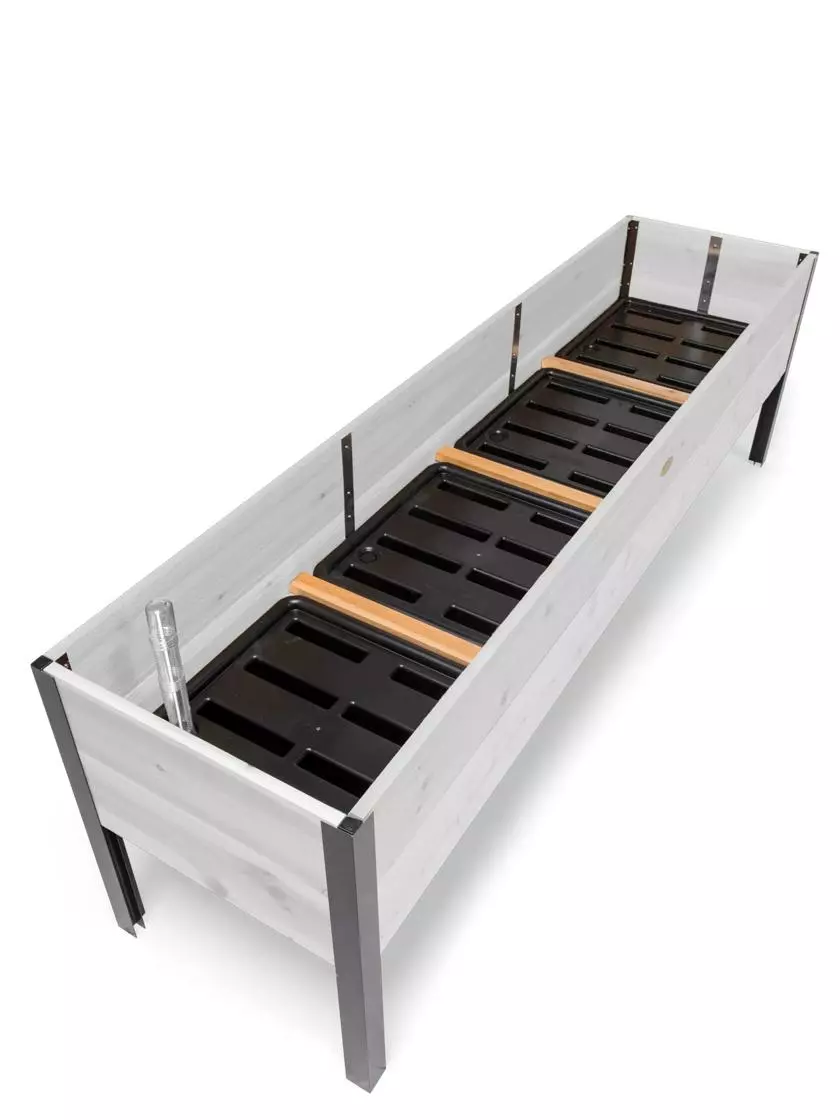 GSC Self-Watering Eco-Stained Elevated Planter Box, 2' X 8' 3 GSC Self-Watering Eco-Stained Elevated Planter Box, 2' X 8'