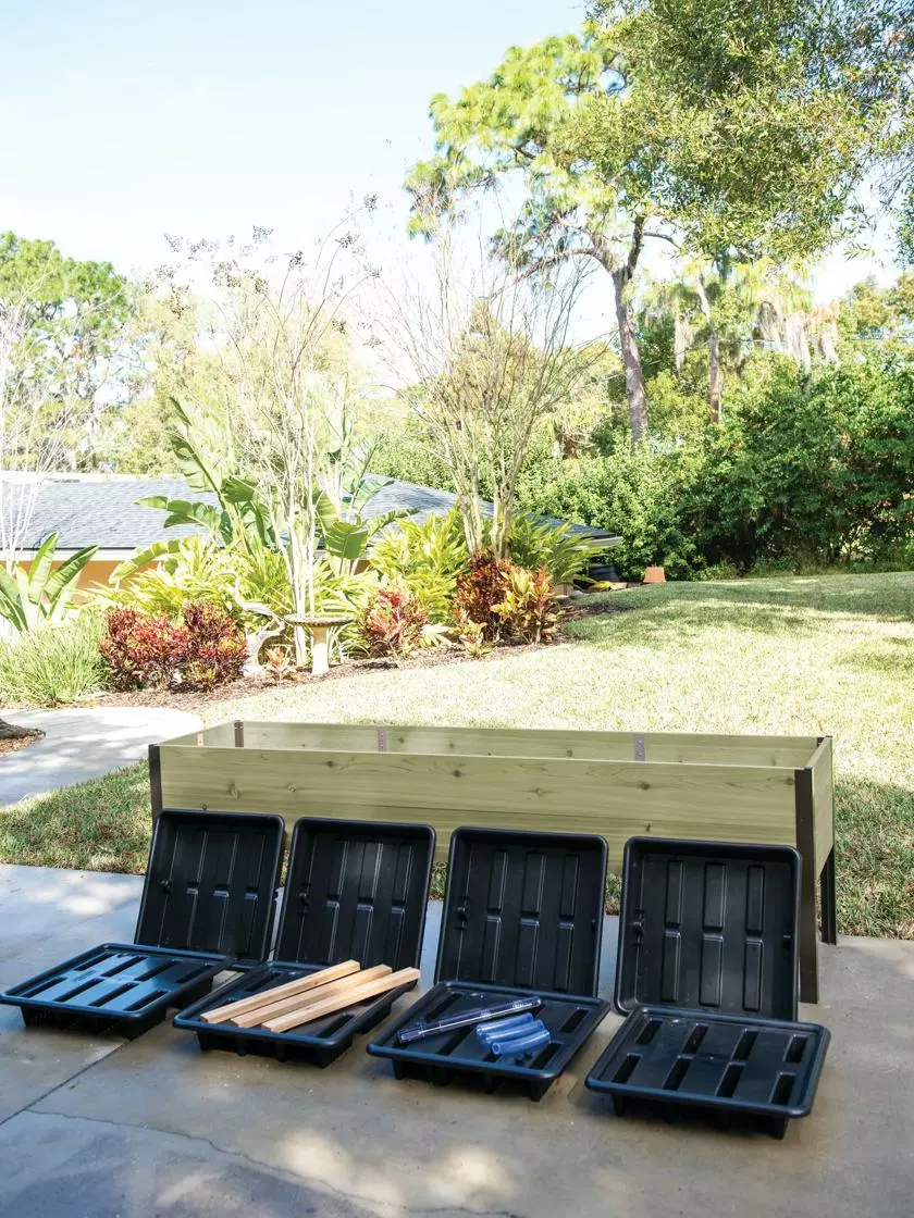 GSC Self-Watering Eco-Stained Elevated Planter Box, 2' X 8' 10 GSC Self-Watering Eco-Stained Elevated Planter Box, 2' X 8' - Image 8