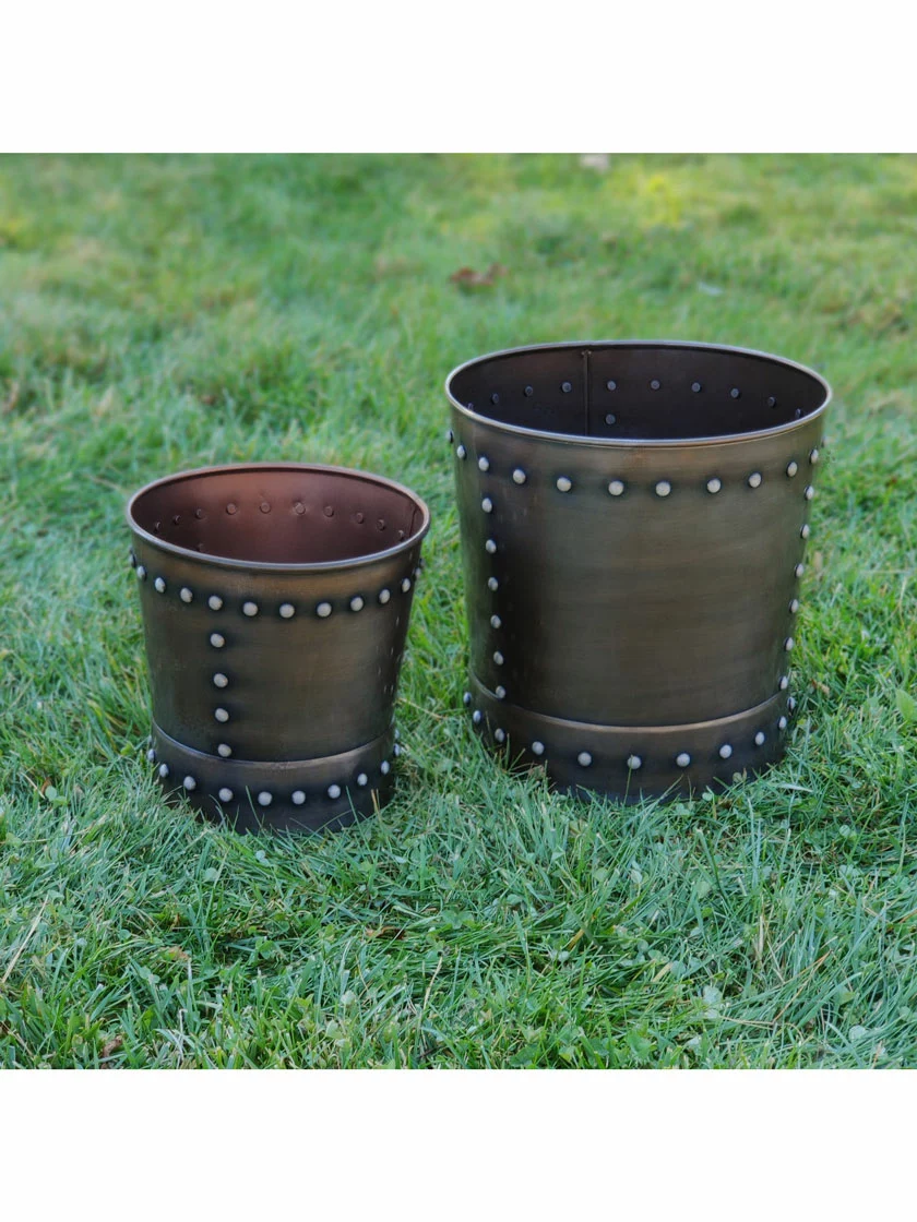 GSC Riveted Planters, Set Of 2 8 GSC Riveted Planters, Set Of 2 - Image 6