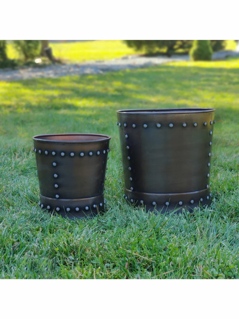 GSC Riveted Planters, Set Of 2 3 GSC Riveted Planters, Set Of 2