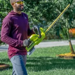 GSC Sun Joe 24V-HT22-LTE 24-Volt ION+ Cordless Hedge Trimmer Kit | 22-Inch | W/ 2.0-Ah Battery And Charger -Plant Supports Shop 8610657 10v