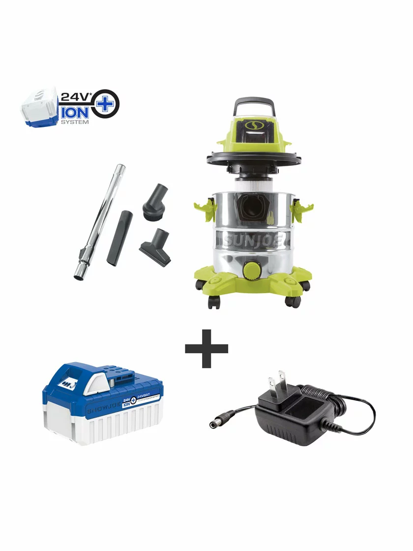 GSC Sun Joe 24V-WDV6000 24-Volt ION+ Cordless Portable Stainless Steel Wet/Dry Vacuum Kit | 5.3 Gal | W/ 4.0-Ah Battery And Charger 3 GSC Sun Joe 24V-WDV6000 24-Volt ION+ Cordless Portable Stainless Steel Wet/Dry Vacuum Kit | 5.3 Gal | W/ 4.0-Ah Battery And Charger