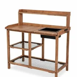 GSC Dynamic Acacia Potting Bench With Soil Reservoir -Plant Supports Shop 8611009 002