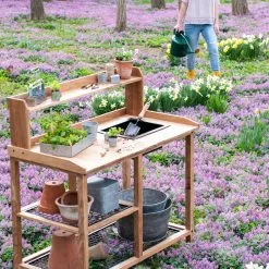 GSC Dynamic Acacia Potting Bench With Soil Reservoir -Plant Supports Shop 8611009 4130 1