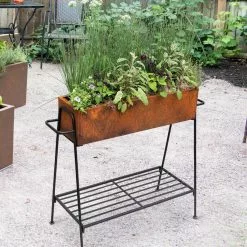 GSC Rectangular Corten Planter And Stand