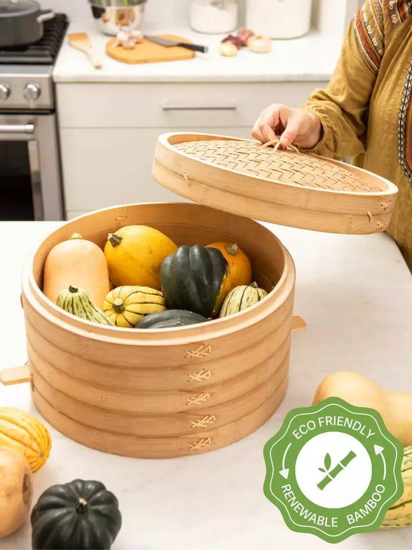 GSC Stackable Bamboo Harvest Storage Basket With Lid 3 GSC Stackable Bamboo Harvest Storage Basket With Lid