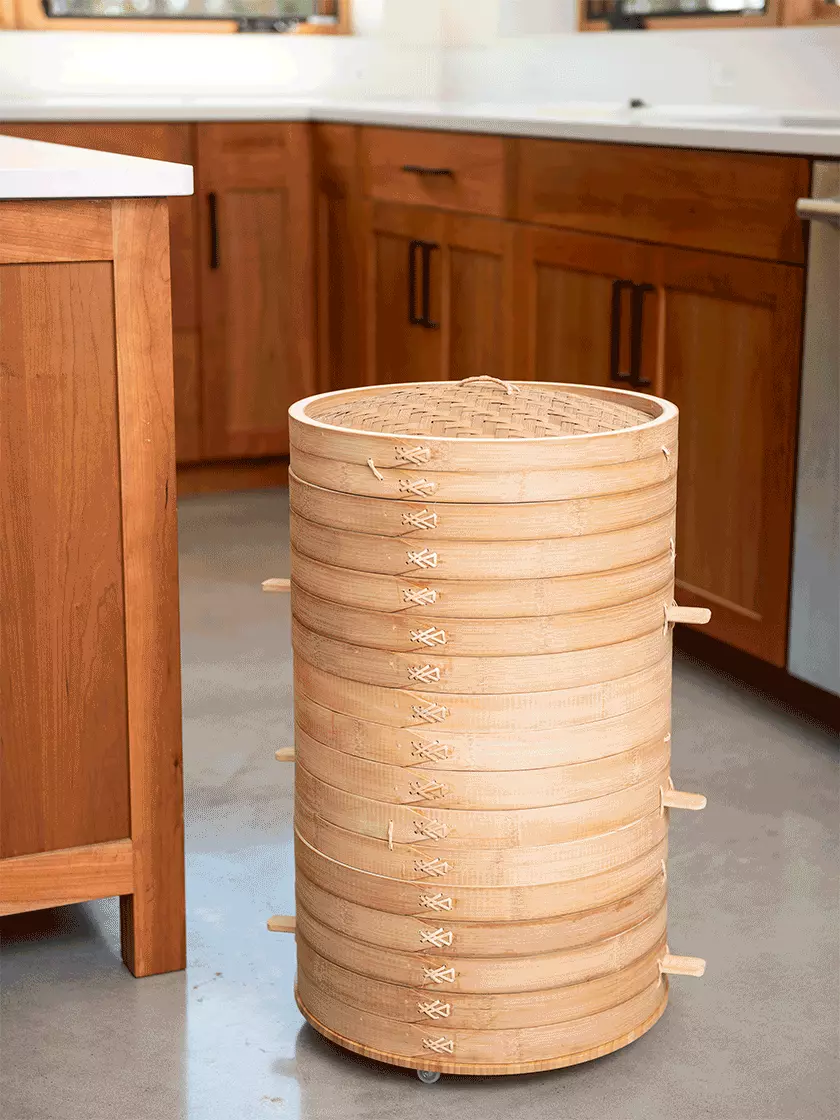 GSC Stackable Bamboo Harvest Storage Basket Rolling Base 7 GSC Stackable Bamboo Harvest Storage Basket Rolling Base - Image 5