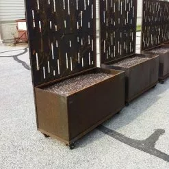 GSC Nice Corten Trough Planters With Privacy Screen