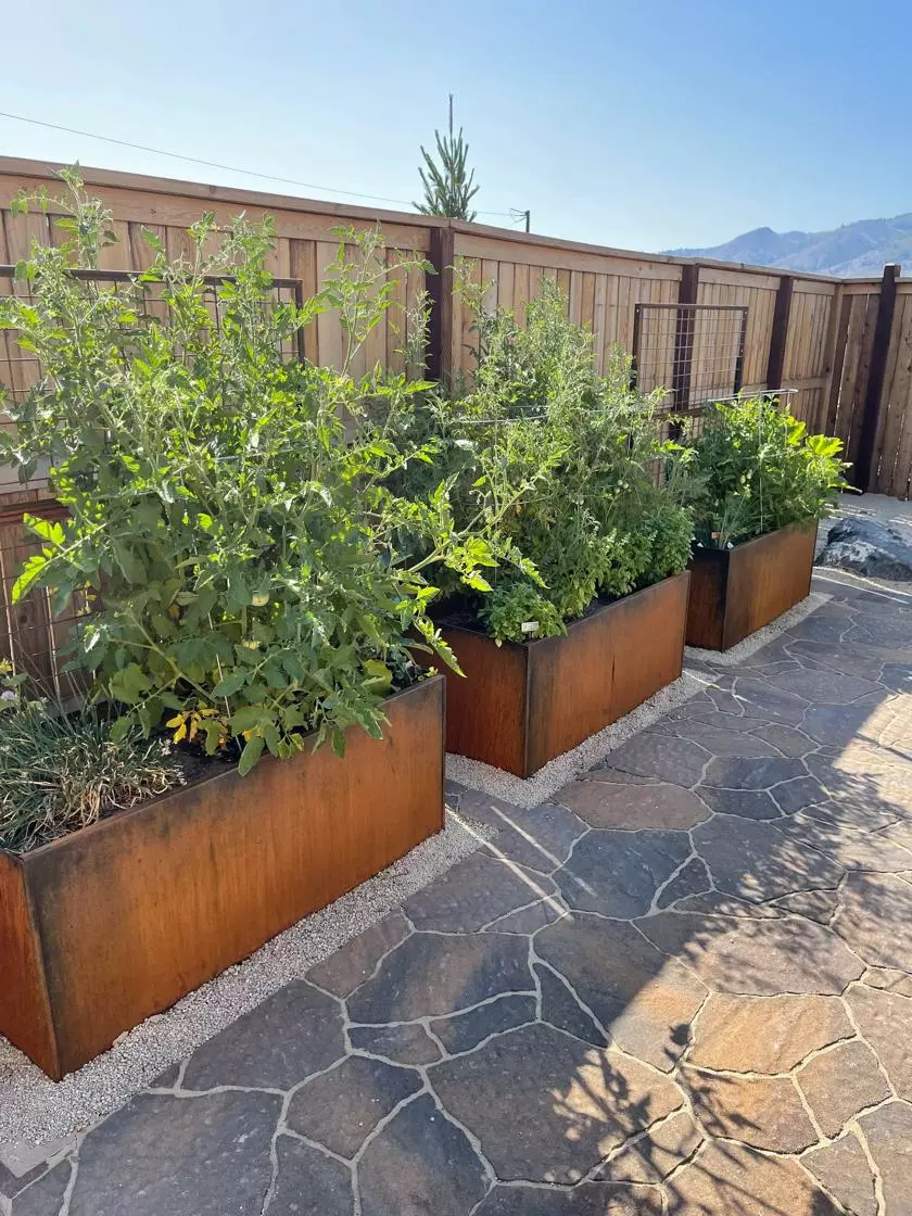 GSC Nice Corten Trough Planters With Trellis 3 GSC Nice Corten Trough Planters With Trellis