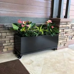 GSC Nice Aluminum Trough Planter With Casters, 19" High