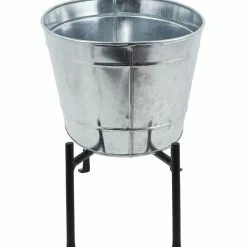 GSC Achla Designs Mini Oval Galvanized Tub With Folding Stand -Plant Supports Shop 8612906 05v