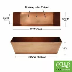 GSC Achla Designs Plain Copper Plated Flower Box, Large -Plant Supports Shop 8612915 03v