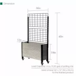 GSC Mobile Deep Trough Planter With Trellis -Plant Supports Shop 8614265 04V 3 4